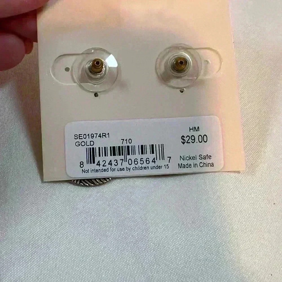 THE SAK GOLD‎ TONE ROUND CUT OUT DANGLE DROP EARRINGS POST BACKS - Picture 4 of 4